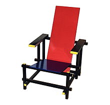 Red and Blue Chair, designed by Gerrit Rietveld, version without colors 1919, version with colors 1923 Rietveld chair 1bb.jpg