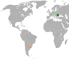 Location map for Romania and Uruguay.