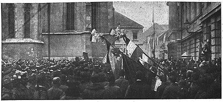 Celebrations of South Slavs in Zagreb during the formation of the National Council of the State of Slovenes, Croats and Serbs, October 1918