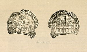 Illustration en noir et blanc d'un sceau du Moyen Âge.