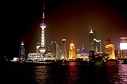 View of Pudong area at night time