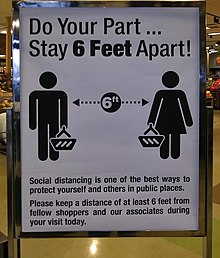 Social distancing advisory sign at ShopRite, Montgomery Sign reminding shoppers to keep 6 feet apart during COVID-19 pandemic, Shop Rite, Montgomery, NY.jpg