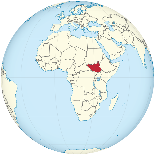 South Sudan on the globe (Africa centered).svg