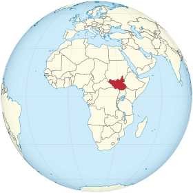 South Sudan on the globe (Africa centered).svg