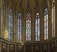 St.Peter Church, Gourdon, Lot, France. Windows of the apse