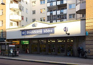 Stockholms södra station ingång från Rosenlundsgatan