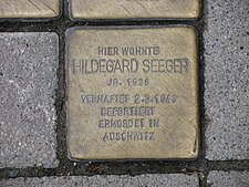 Stolperstein Hildegard Seeger, 1, Osterstraße 39, Mitte, Hannover.jpg