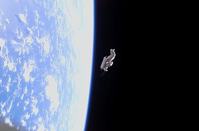 Suitsat-1 in orbit after being deployed from ISS.