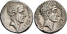 Coin issued by Pompeius depicting his two grandfathers Rufus and Sulla, both consuls Sullapomrufus455.jpg