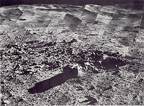 Photomosaic of a panorama taken by Surveyor 7 of its landing site.