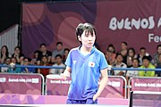 Deutsch: Tischtennis bei den Olympischen Jugendspielen 2018; Tag 9, 15. Oktober 2018; Mixed, Finale, Mixed-Doppel – Miu Hirano (JPN) gegen Sun Yingsha (CHN) 2:3 English: Table tennis at the 2018 Summer Youth Olympics at 15 October 2018 – Mixed Final, Mixed-Double – Miu Hirano (JPN) Vs Sun Yingsha (CHN) 2:3