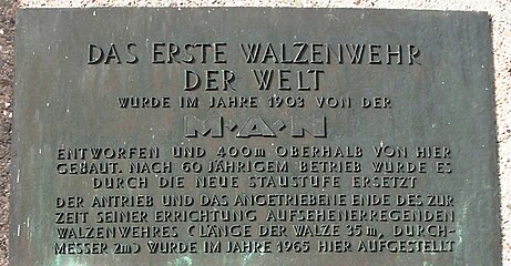 Tafel am Walzenwehr (1903)