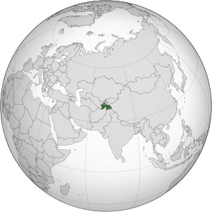 Tajiquistão no mapa do mundo
