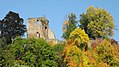 Burgruine inklusive Stützmauern, Gedenkstein für Friedrich August Albert von Sachsen, Holzhaus und Kriegerdenkmal für die Gefallenen des 1. Weltkrieges