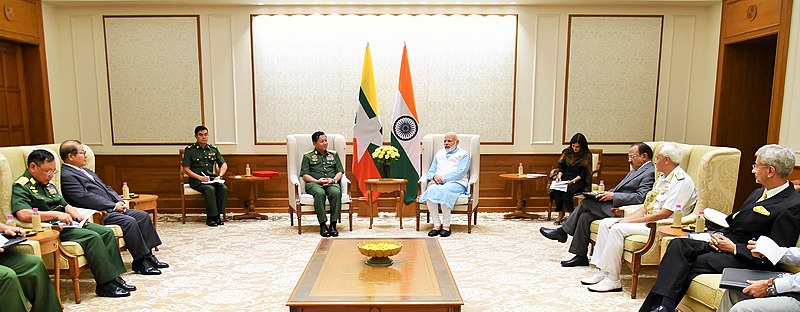 File:The Commander-in-Chief of the Myanmar Defence Services, Sr. Gen. U Min Aung Hliang calls on the Prime Minister, Shri Narendra Modi, in New Delhi on July 14, 2017 (2).jpg