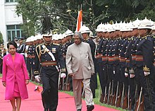 Indian president A. P. J. Abdul Kalam inspects a guard of honour formed by the Philippine Presidential Security Group, 2006 The President of India Dr. A.P.J. Abdul Kalam accompanied by the President of Philippines Ms. Arroyo inspecting a Guard of Honour at the Malacanang Place during the Ceremonial arrival in Philippines, on 4 February 2006.jpg