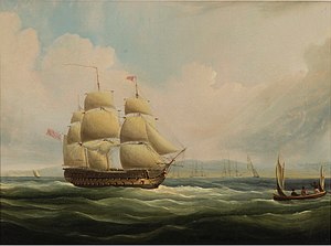 Thomas Buttersworth - H.M.S. Blake, 74 Guns, leaving Port Royal, Jamaica - NYR.jpg