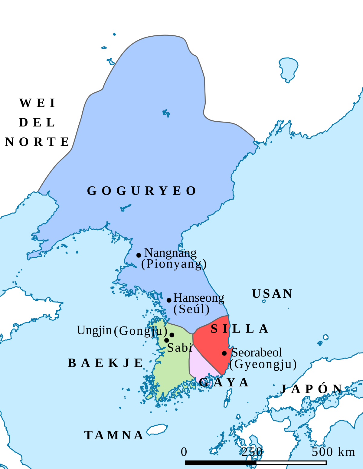 File Three Kingdoms  of Korea  Map es svg Wikimedia Commons