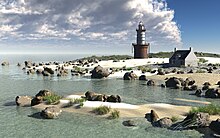 Image of a CG light house on a beach