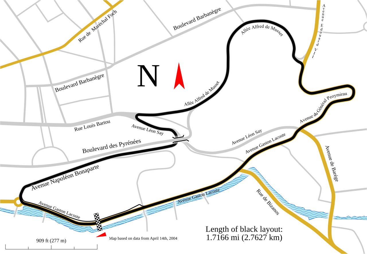 Image of Track map for the Pau street circuit -- 2007