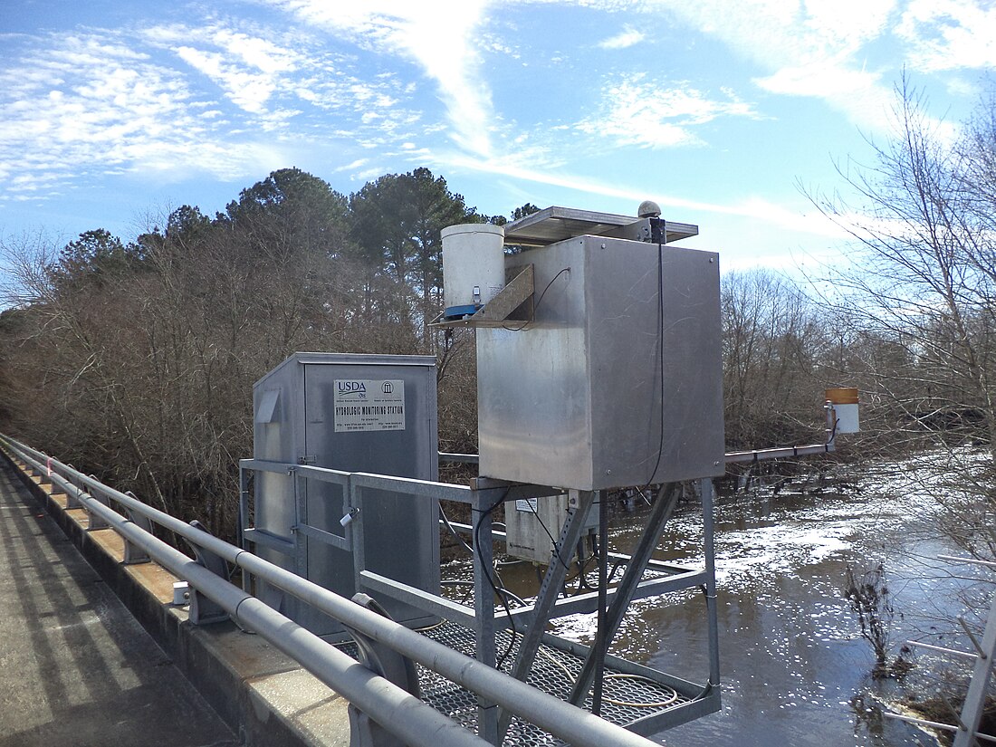 File:USDA Hydrologic Monitoring Station on Reed Bingham State Park Bridge.JPG