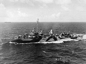 USS Morrison (DD-560), viewed from Gambier Bay (CVE-73), 24 July 1944.