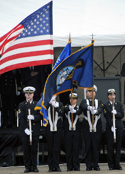 File:US Navy 081108-N-0437M-156 A color guard composed of midshipmen from the Marquette University Naval Reserve Officers Training Corps present the colors at the commissioning of USS Freedom (LCS 1).jpg