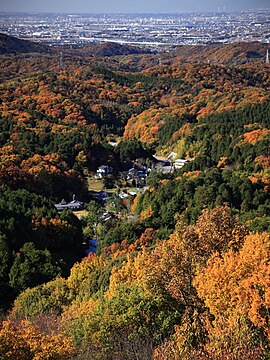 松平郷展望テラスから望む松平町と豊田市街