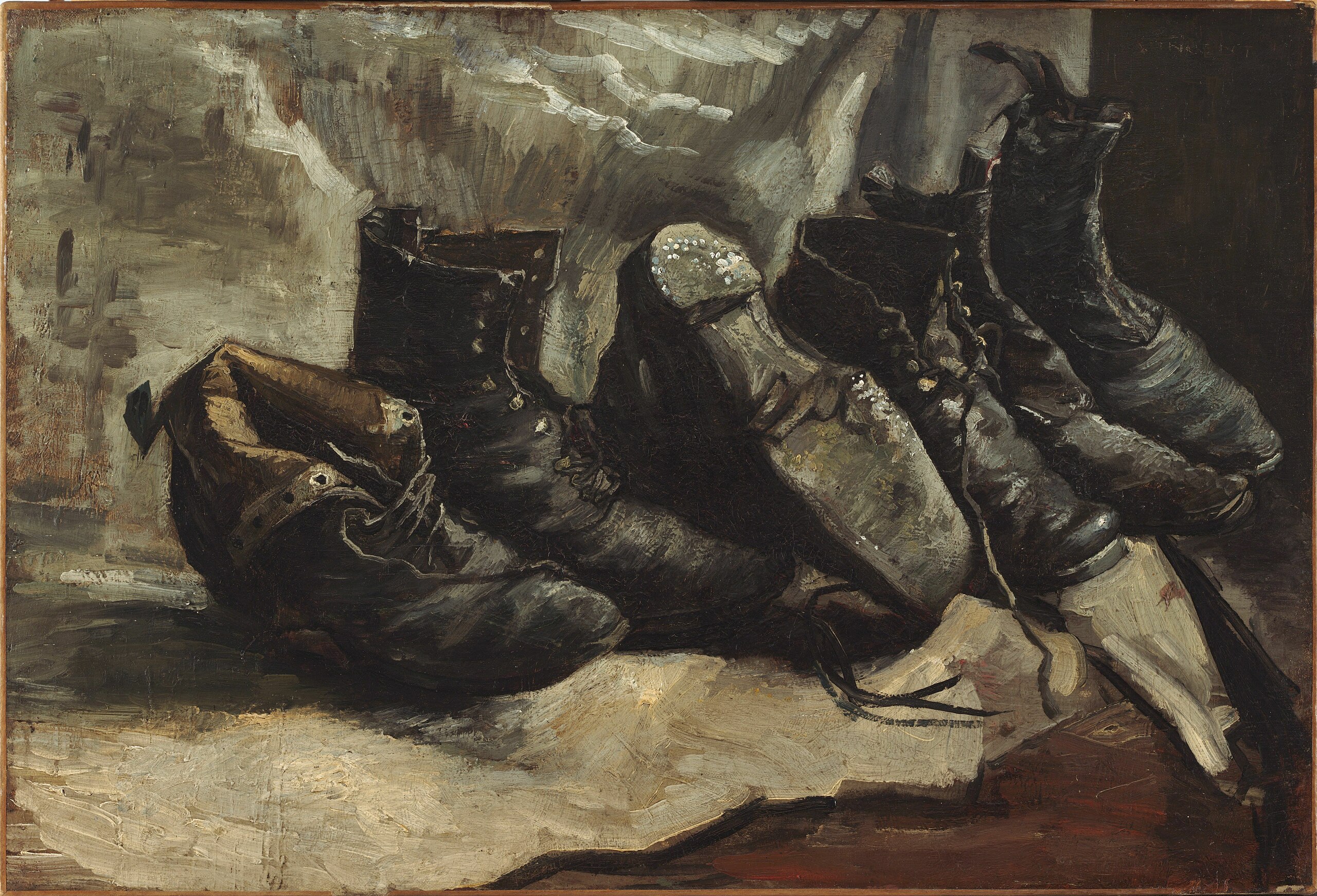 Overname lied Wegversperring File:Vincent van Gogh - Three pairs of shoes, 1886 (Fogg Art Museum).jpg -  Wikimedia Commons