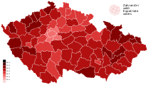 Résultats de Miloš Zeman par district au second tour.