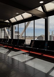 Waiting area in the Terminal 1 Lisbon airport, Lisbon, Portugal