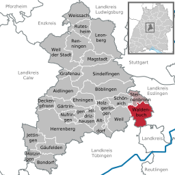 Läget för Waldenbuch i Landkreis Böblingen=