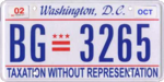 Washington, D.C. license plate, October 2002.png