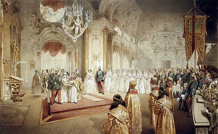 Wedding of Alexander and Maria Feodorovna in 1866, by Mihály Zichy (1867).