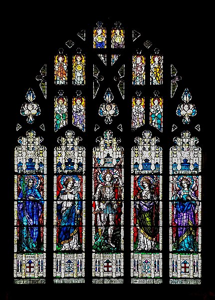 West Window, with St. Michael the Archangel (center); a memorial to the dead of the First World War.