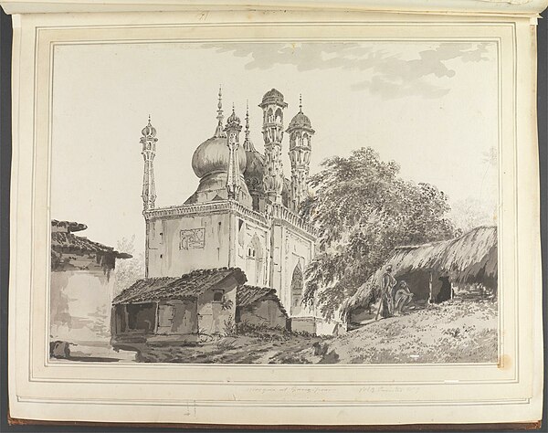 Drawing of a mosque in Ghazipur, 1781