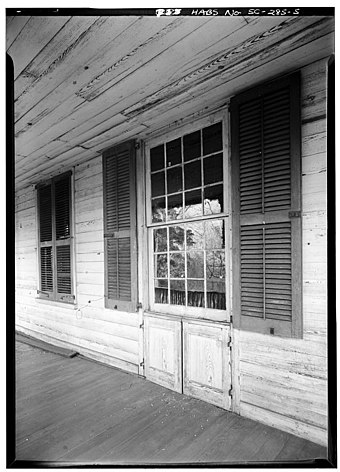 Detail of window with hinged panels, Woodburn Plantation