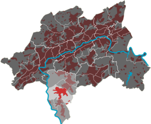 Lage des Quartiers Cronenberg-Mitte im Stadtbezirk Cronenberg