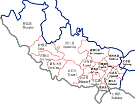 Kaart van Gyantse Dzong