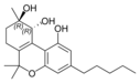 Chemische structuur van (-)-trans-cannabitriol.