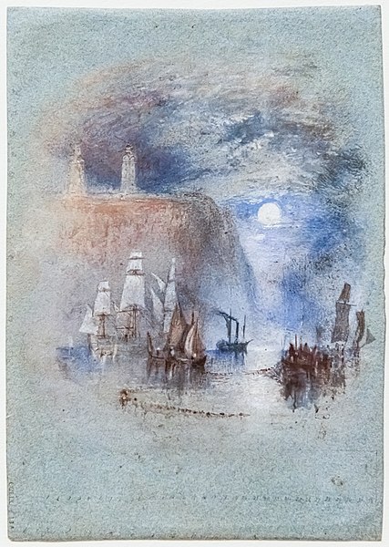 File:(Barcelona) Light-Towers of la Hève (Vignette) - 1832 - William Turner - Tate Britain.jpg