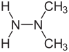 Skeletal formula of unsymmetrical dimethylhydrazine with some explicit hydrogens added