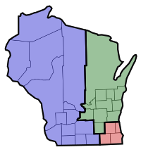 Congressional districts in Wisconsin used in the November 1848 elections, following the addition of the third district

District 1
District 2
District 3 1849 Wisconsin Congressional Districts.svg