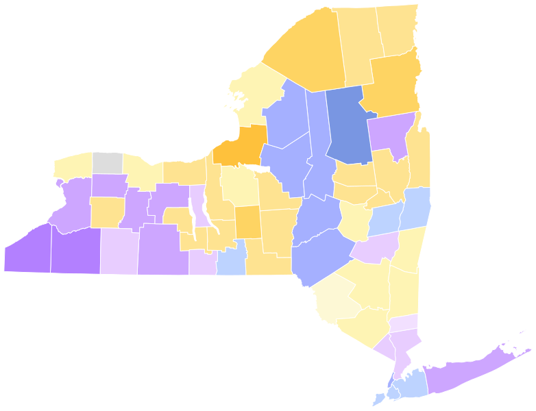 File:1854 New York gubernatorial election results map by county.svg