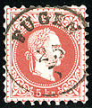 5 kr issue 1874, cancelled at FÜGEN