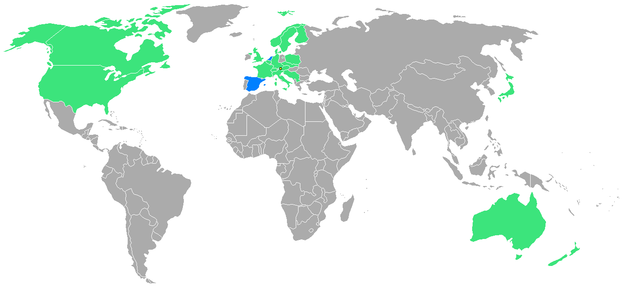 Nations with athlete representatives at the 1984 Winter Paralympics 1984 Paralympic games countries.PNG