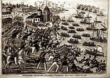 Gravure showing the first attack on Taganrog.