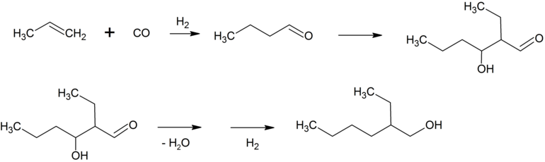 Aldolikondensaatio 2-etyyli-3-hydroksiheksanaalin muodostamiseksi