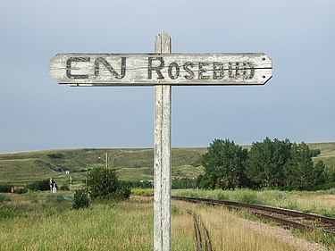 Canadian National Railway sign for Rosebud, Alberta. 2003-07-19 Canadian National Railway sign for Rosebud, Alberta CAN.jpg