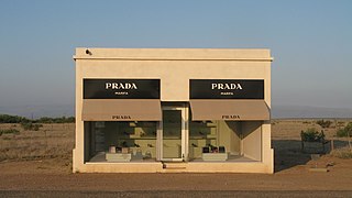 <i>Prada Marfa</i> Permanent sculpture by Elmgreen and Dragset in Davis County, Texas, United States